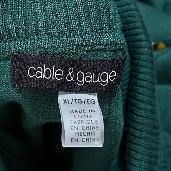 Cable & Gauge Sweater Button Back Turtleneck Forest Green XL Extra Large - Picture 4 of 6